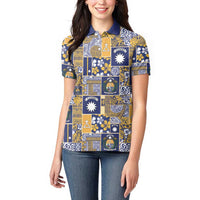 Ekamawir omo Nauru Women Polo Shirt Pacific Patchwork Xmas Vibes - Polynesian Pride