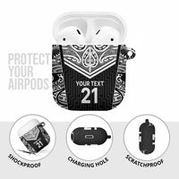 New Zealand Black Fern Custom AirPods Case Maori Tukutuku Black-white Motif - Polynesian Pride