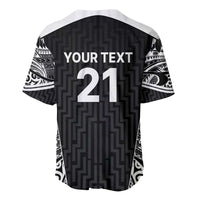 New Zealand Black Fern Custom Baseball Jersey Maori Tukutuku Black-white Motif
