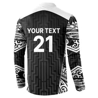 New Zealand Black Fern Custom Button Sweatshirt Maori Tukutuku Black-white Motif