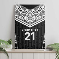 New Zealand Black Fern Custom Canvas Wall Art Maori Tukutuku Black-white Motif