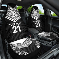 New Zealand Black Fern Custom Car Seat Cover Maori Tukutuku Black-white Motif
