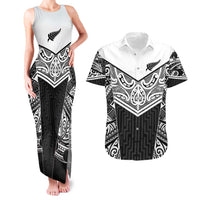 New Zealand Black Fern Custom Couples Matching Tank Maxi Dress and Hawaiian Shirt Maori Tukutuku Black-white Motif
