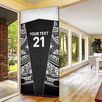 New Zealand Black Fern Custom Door Cover Maori Tukutuku Black-white Motif - Polynesian Pride