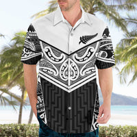 New Zealand Black Fern Custom Hawaiian Shirt Maori Tukutuku Black-white Motif