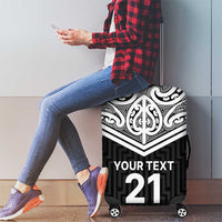 New Zealand Black Fern Custom Luggage Cover Maori Tukutuku Black-white Motif