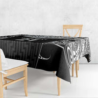 New Zealand Black Fern Custom Tablecloth Maori Tukutuku Black-white Motif