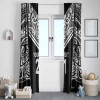 New Zealand Black Fern Custom Window Curtain Maori Tukutuku Black-white Motif