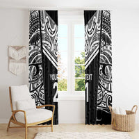 New Zealand Black Fern Custom Window Curtain Maori Tukutuku Black-white Motif