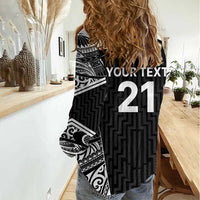New Zealand Black Fern Custom Women Casual Shirt Maori Tukutuku Black-white Motif