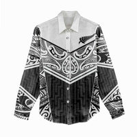 New Zealand Black Fern Custom Women Casual Shirt Maori Tukutuku Black-white Motif