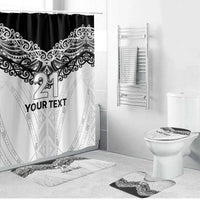 New Zealand Koru Fern Custom Bathroom Set Simple Taniko Motif LT9 Bathroom Set (4 pcs) White - Polynesian Pride