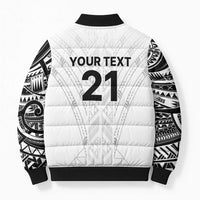 New Zealand Koru Fern Custom Bomber Puffer Jacket Simple Taniko Motif LT9 - Polynesian Pride