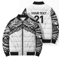 New Zealand Koru Fern Custom Bomber Puffer Jacket Simple Taniko Motif LT9 - Polynesian Pride