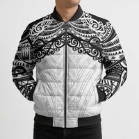 New Zealand Koru Fern Custom Bomber Puffer Jacket Simple Taniko Motif LT9 - Polynesian Pride
