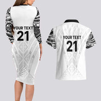 New Zealand Koru Fern Custom Couples Matching Long Sleeve Bodycon Dress and Hawaiian Shirt Simple Taniko Motif