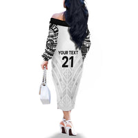 New Zealand Koru Fern Custom Family Matching Off The Shoulder Long Sleeve Dress and Hawaiian Shirt Simple Taniko Motif