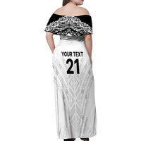 New Zealand Koru Fern Custom Family Matching Off Shoulder Maxi Dress and Hawaiian Shirt Simple Taniko Motif