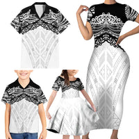 New Zealand Koru Fern Custom Family Matching Short Sleeve Bodycon Dress and Hawaiian Shirt Simple Taniko Motif