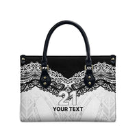 New Zealand Koru Fern Custom Leather Bag Simple Taniko Motif LT9 - Polynesian Pride