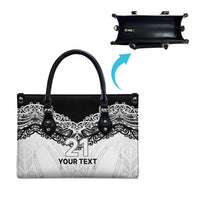 New Zealand Koru Fern Custom Leather Bag Simple Taniko Motif LT9 - Polynesian Pride
