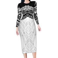 New Zealand Koru Fern Custom Long Sleeve Bodycon Dress Simple Taniko Motif