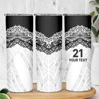 New Zealand Koru Fern Custom Skinny Tumbler Simple Taniko Motif