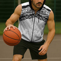New Zealand Koru Fern Custom Sleeveless Zip Hoodie Simple Taniko Motif LT9 - Polynesian Pride