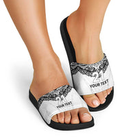 New Zealand Koru Fern Custom Slide Sandals Simple Taniko Motif - Polynesian Pride