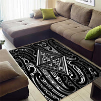 New Zealand Maori Taniko Area Rug Black Kowhaiwhai Puhoro