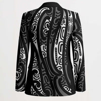 New Zealand Maori Taniko Blazer Black Kowhaiwhai Puhoro - Polynesian Pride