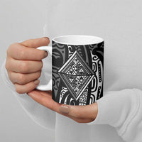 New Zealand Maori Taniko Ceramic Mug Black Kowhaiwhai Puhoro - Polynesian Pride