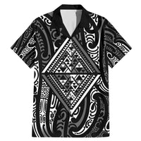 New Zealand Maori Taniko Family Matching Mermaid Dress and Hawaiian Shirt Black Kowhaiwhai Puhoro