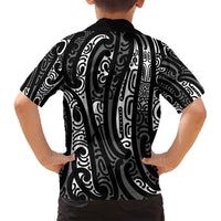New Zealand Maori Taniko Family Matching Puletasi and Hawaiian Shirt Black Kowhaiwhai Puhoro
