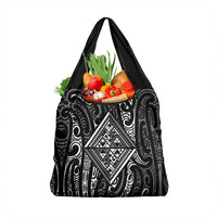 New Zealand Maori Taniko Grocery Bag Black Kowhaiwhai Puhoro