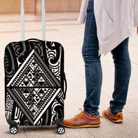 New Zealand Maori Taniko Luggage Cover Black Kowhaiwhai Puhoro