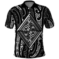 New Zealand Maori Taniko Polo Shirt Black Kowhaiwhai Puhoro