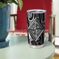 New Zealand Maori Taniko Tumbler Cup Black Kowhaiwhai Puhoro