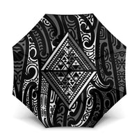 New Zealand Maori Taniko Umbrella Black Kowhaiwhai Puhoro - Polynesian Pride