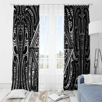 New Zealand Maori Taniko Window Curtain Black Kowhaiwhai Puhoro