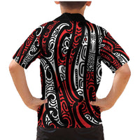 New Zealand Maori Taniko Family Matching Mermaid Dress and Hawaiian Shirt Red Kowhaiwhai Puhoro