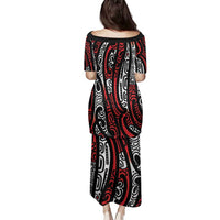 New Zealand Maori Taniko Family Matching Puletasi and Hawaiian Shirt Red Kowhaiwhai Puhoro LT9 - Polynesian Pride