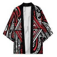 New Zealand Maori Taniko Kimono Red Kowhaiwhai Puhoro - Polynesian Pride