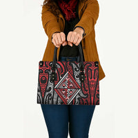 New Zealand Maori Taniko Leather Bag Red Kowhaiwhai Puhoro LT9 - Polynesian Pride