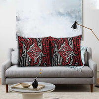 New Zealand Maori Taniko Pillow Cover Red Kowhaiwhai Puhoro - Polynesian Pride