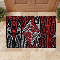 New Zealand Maori Taniko Rubber Doormat Red Kowhaiwhai Puhoro