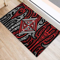 New Zealand Maori Taniko Rubber Doormat Red Kowhaiwhai Puhoro