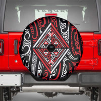 New Zealand Maori Taniko Spare Tire Cover Red Kowhaiwhai Puhoro