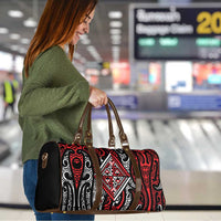 New Zealand Maori Taniko Travel Bag Red Kowhaiwhai Puhoro - Polynesian Pride