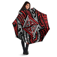 New Zealand Maori Taniko Umbrella Red Kowhaiwhai Puhoro LT9 - Polynesian Pride